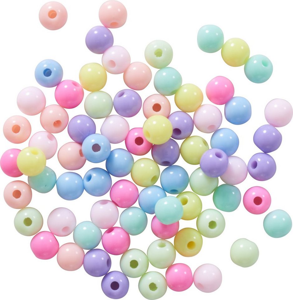 Rico Design Bastelperlen Rainbow Pastell, 80 Stück