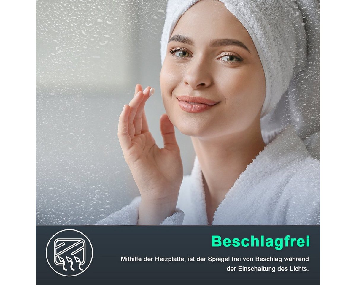 SONNI Badspiegel Badspiegel, Dimmbar, 120 x 60, mit Beleuchtung, LED, mit Anti-Beschlag-Funktion, Touch-Schalter Bild 4