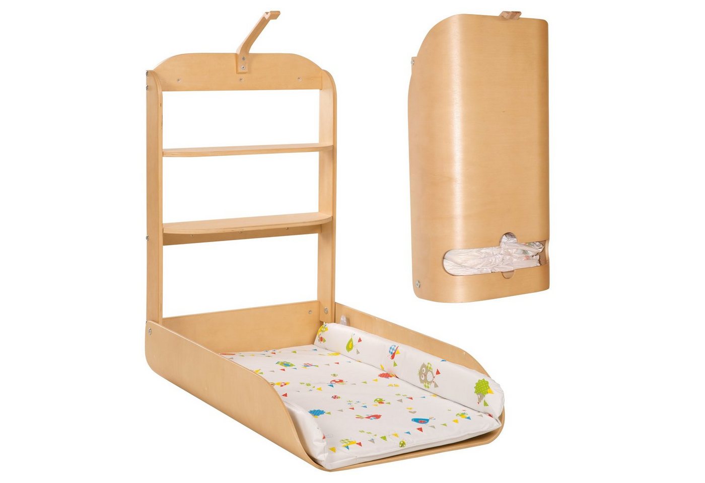 roba® Wickelregal Wandwickelregal und Windelspender, klappbares Wickelregal, inkl. Unterlage 'Waldhochzeit'