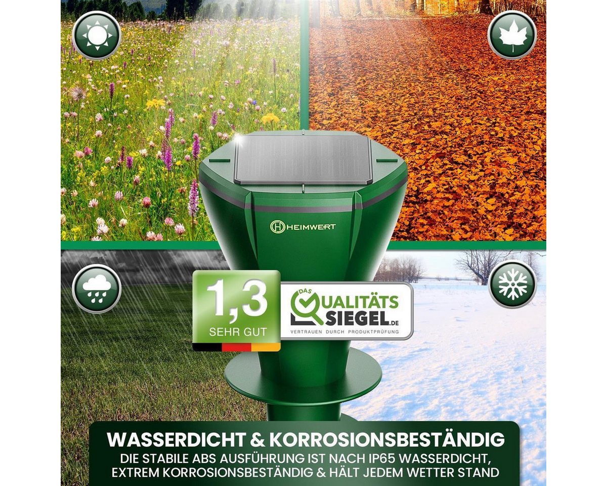 HEIMWERT Ultraschall-Tierabwehr HEIMWERT Maulwurf Vertreiber Wühlmausschreck 2er Pack, 2-tlg., hocheffizientes Erdschall System mit 3 Wechselfrequenzen Bild 4