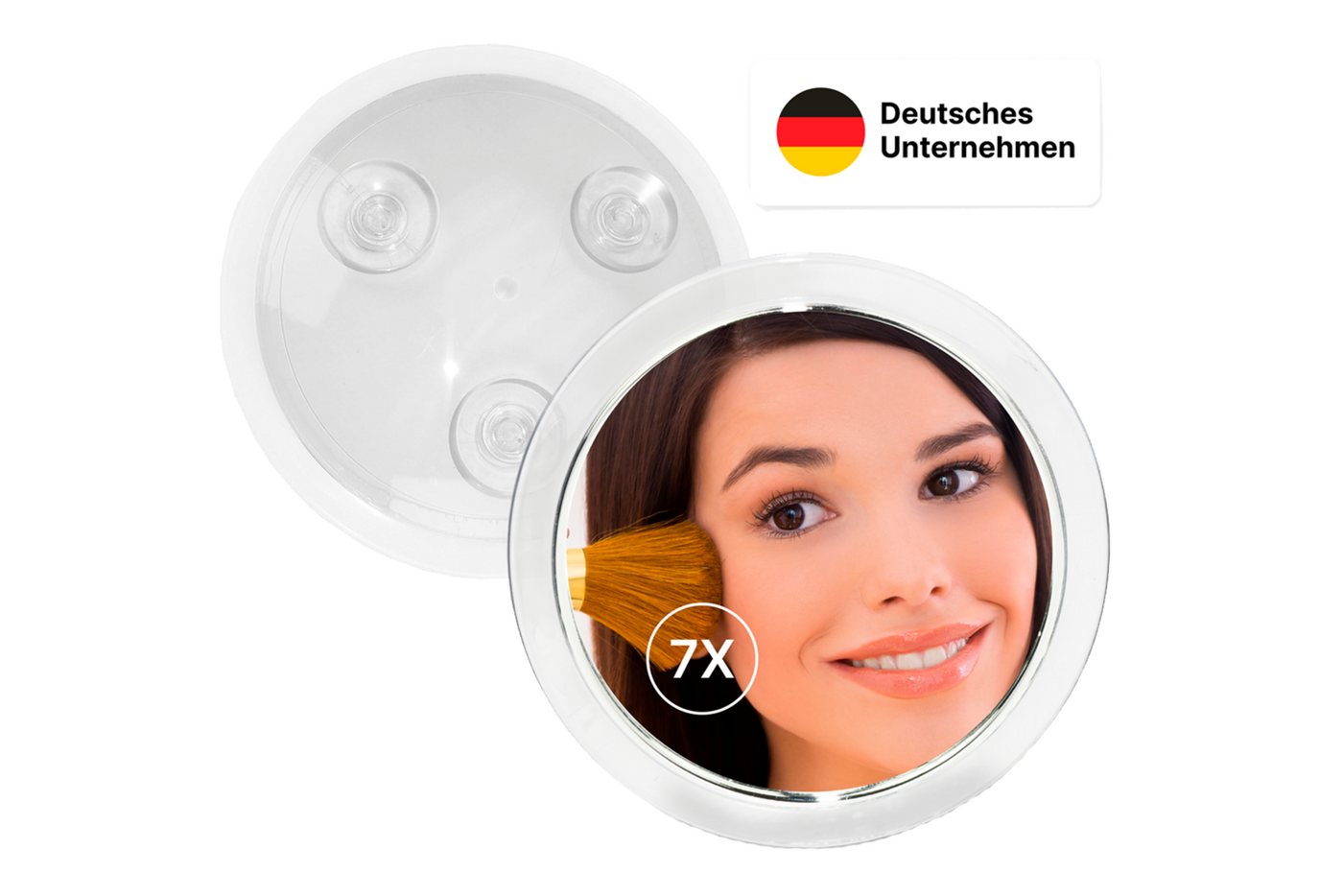 Fantasia Beauty Badspiegel Spiegel mit 3 Saugnäpfen, Kunststoff mit Silberring, 7-fach-Verg. (1-St), 7-fach Vergrösserung, 3 Saugnäpfe Bild 5