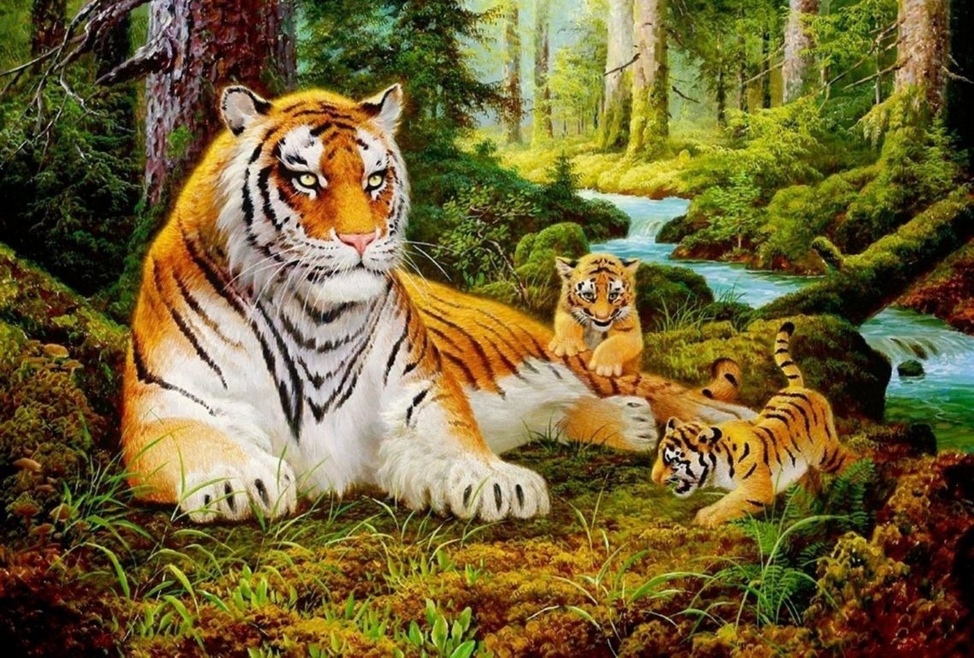 Realb2b Malen nach Zahlen 5d Diamond Painting Tiger Familie Malen nach Zahlen 30x40cm (Komplettset für 5D Diamond Painting inklusive Leinwand, Diamanten und Werkzeugen, Diamond Painting Set mit Zubehör für DIY-Kreativität und Entspannung), 30x40cm 5D Diamond Painting mit präziser Klebeschicht & Zubehör Bild 4