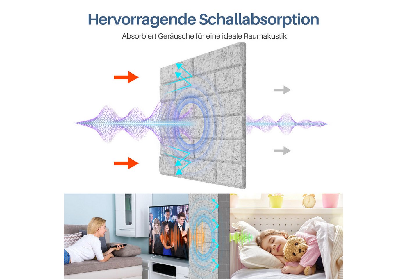 Clanmacy Akustikplatte 18 stuks Akustikplatten Quadratisch Kacheln Selbstklebend Hellgrau, (18-St) Bild 4