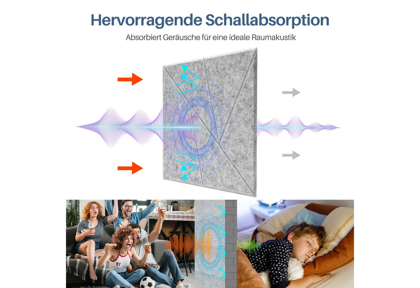 Clanmacy Akustikplatte 18 stuks Akustikplatten Quadratisch Dreieck Selbstklebend Hellgrau, (18-St) Bild 2