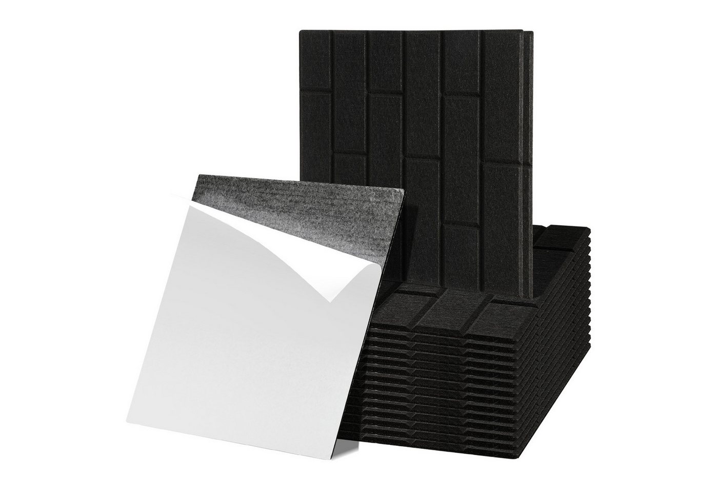 Clanmacy Akustikplatte 18 stuks Akustikplatten Quadratisch Kacheln Selbstklebend Schwarz, (18-St) Bild 5
