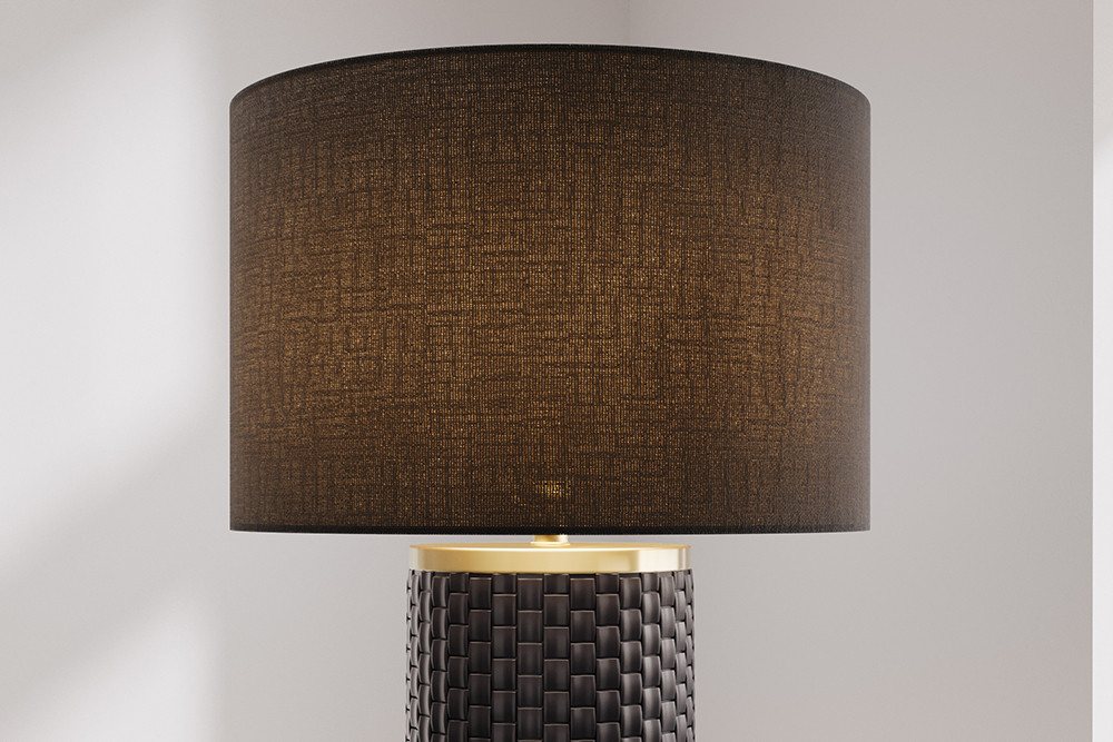 riess-ambiente Tischleuchte ELEGANCIA 70cm schwarz / gold – rundes Wohnaccessoire mit Keramikfuß, Ein-/Ausschalter, ohne Leuchtmittel, Modern Design mit schwarzem Stoffschirm, für Wohnzimmer & Schlafzimmer Bild 2