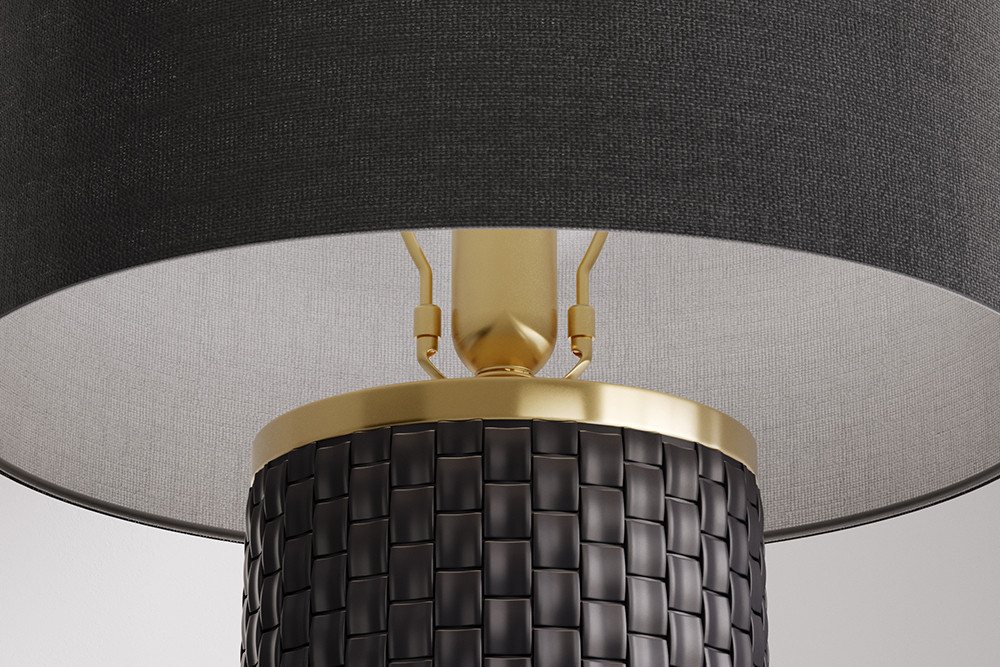 riess-ambiente Tischleuchte ELEGANCIA 70cm schwarz / gold – rundes Wohnaccessoire mit Keramikfuß, Ein-/Ausschalter, ohne Leuchtmittel, Modern Design mit schwarzem Stoffschirm, für Wohnzimmer & Schlafzimmer Bild 4