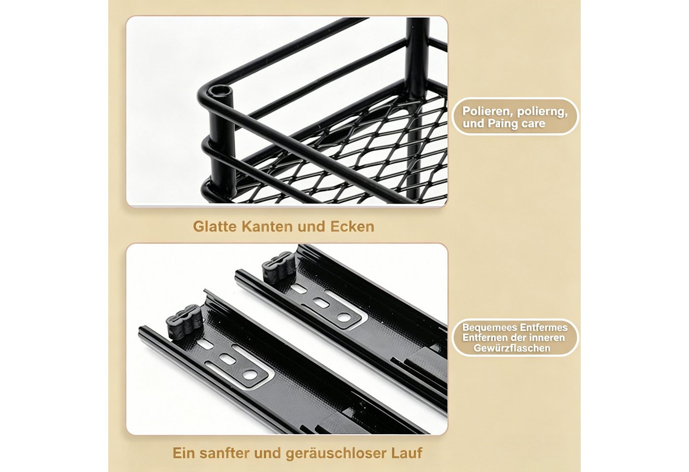 BlingBin Küchenregal Gewürzregal Ausziehbar, Küchen Organizer für Schrank und Arbeitsplatte, 2er Set 2-tlg., Aufbewahrungsregal 2 Etagen Gewürzregale für Küche Öl Zutaten Gläser Bild 4