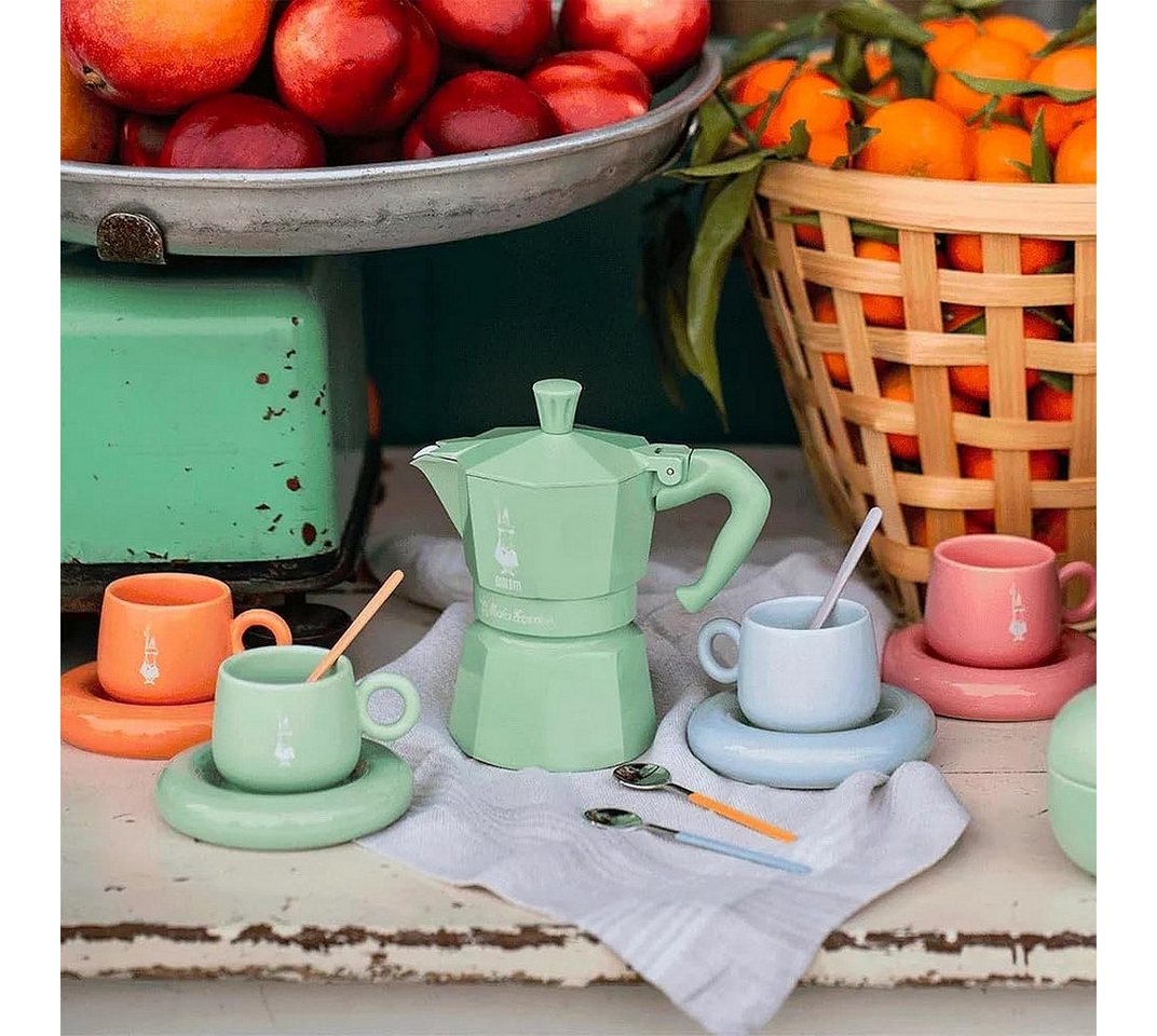 BIALETTI Tasse Espressotasse mit Untertasse Bialetti Mercato Della Frutta 4'er Set, Material: Porzellan