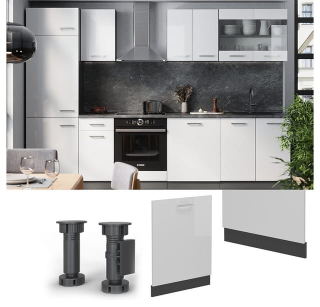 Vicco Frontblende R-Line, Weiß Hochglanz/Anthrazit, 60 cm ohne Arbeitsplatte (1 St)