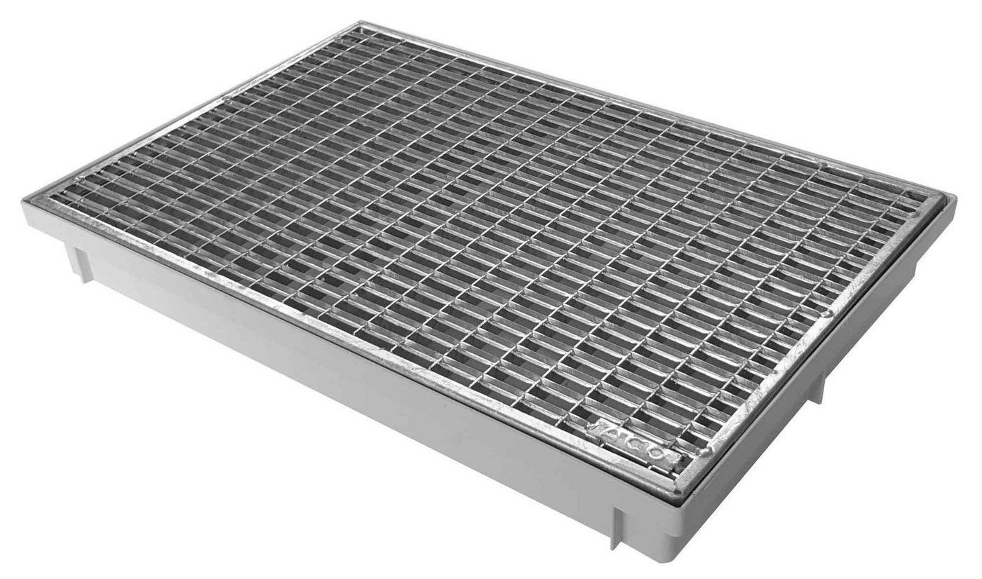 ACO Severin Ahlmann GmbH & Co. KG Fußmatte Schuhabstreifer Maschenrost mit V-Stab + Kunststoff Bodenwanne Vario, rechteckig, Höhe: 75 mm, 600x400mm, einfache Montage für Selbstbau