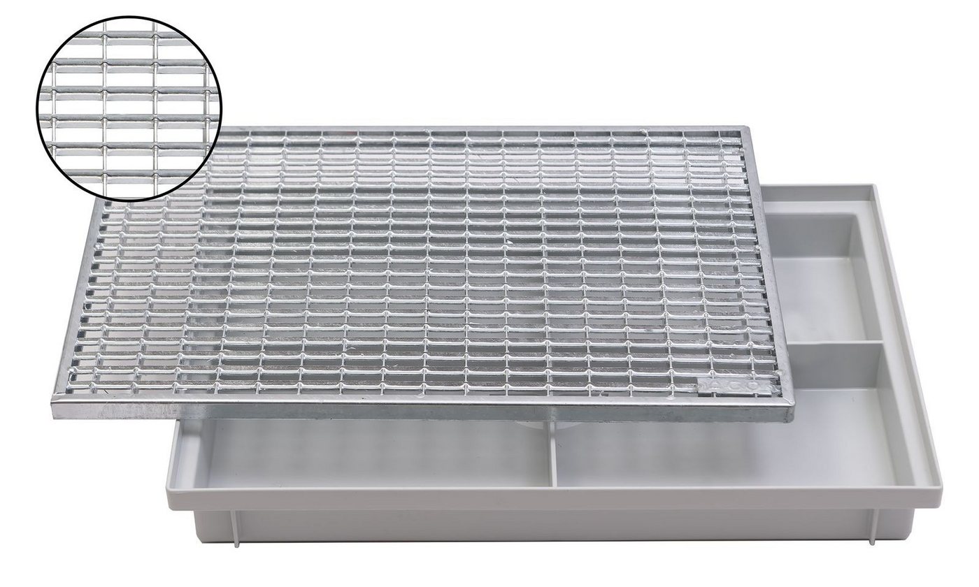 ACO Severin Ahlmann GmbH & Co. KG Fußmatte Schuhabstreifer Maschenrost mit V-Stab + Kunststoff Bodenwanne Vario, rechteckig, Höhe: 75 mm, 600x400mm, einfache Montage für Selbstbau Bild 3