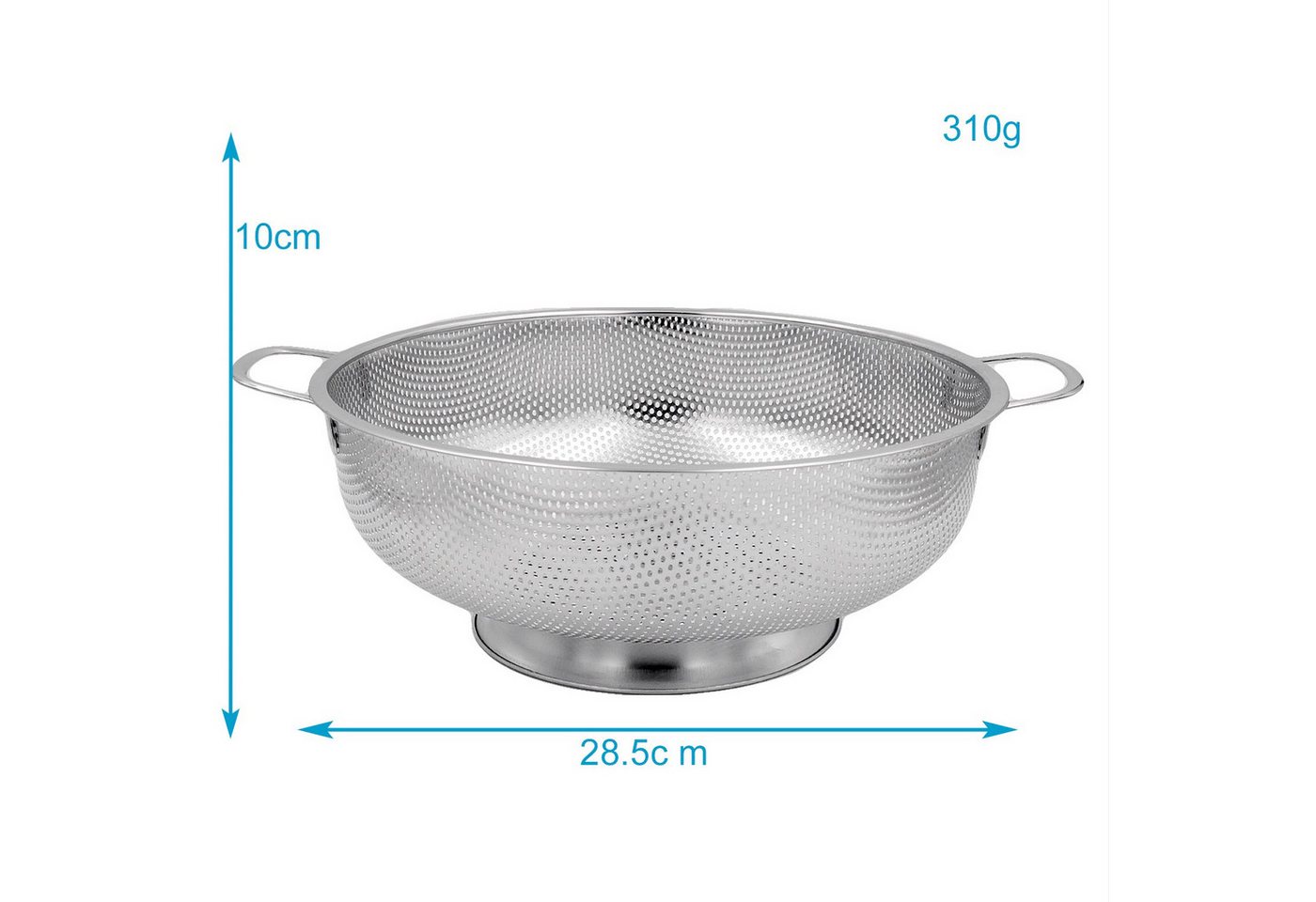 Intirilife Küchensieb, Edelstahl, (1-St), Küchen Sieb aus rostfreiem Edelstahl zwei Griffe Nudelsieb Abtropfsieb Bild 5