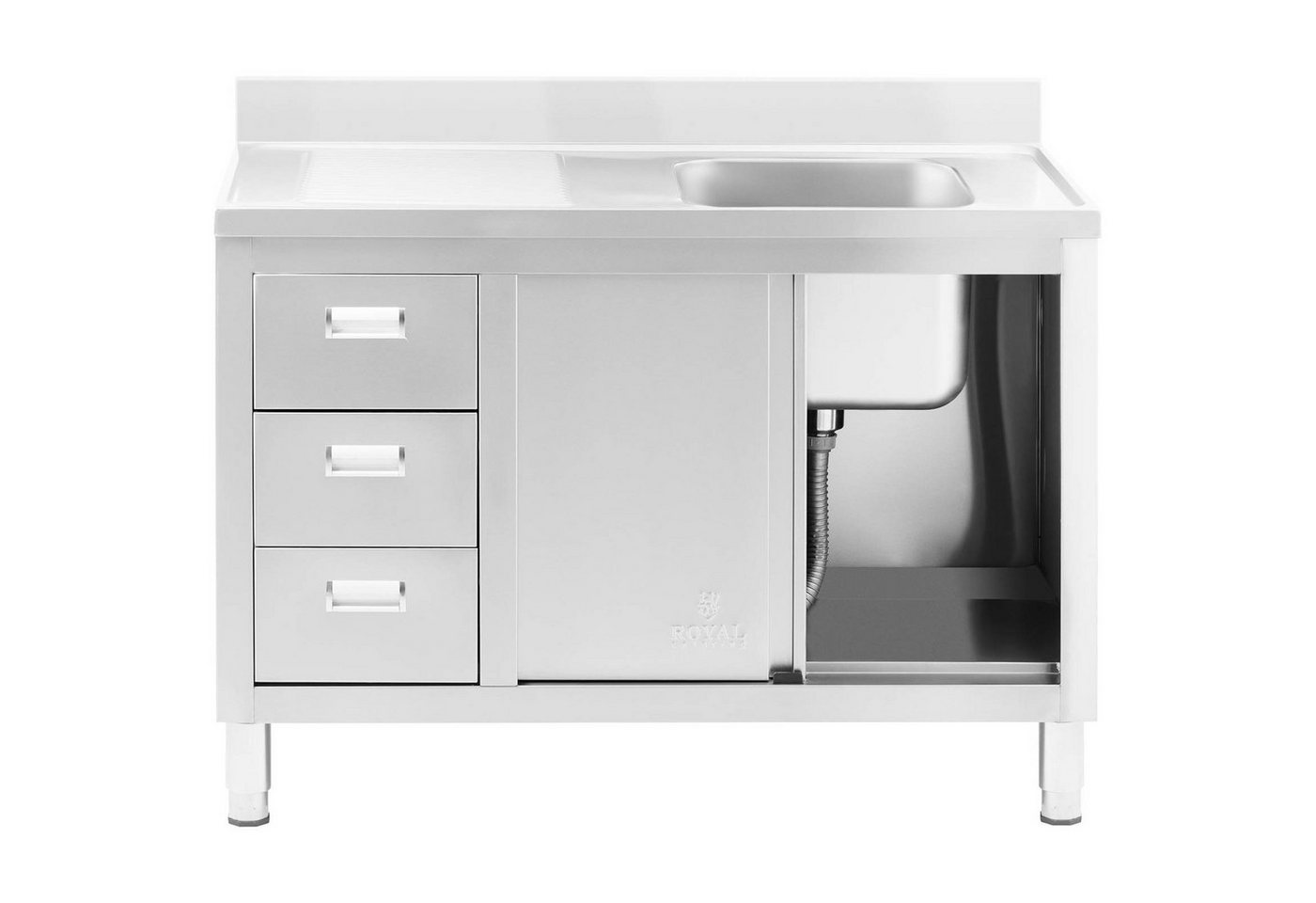 Royal Catering Spülenschrank 120 x 60 x 94 cm Spülenunterschrank Becken Edelstahl 40x40x30cm Profi Bild 3