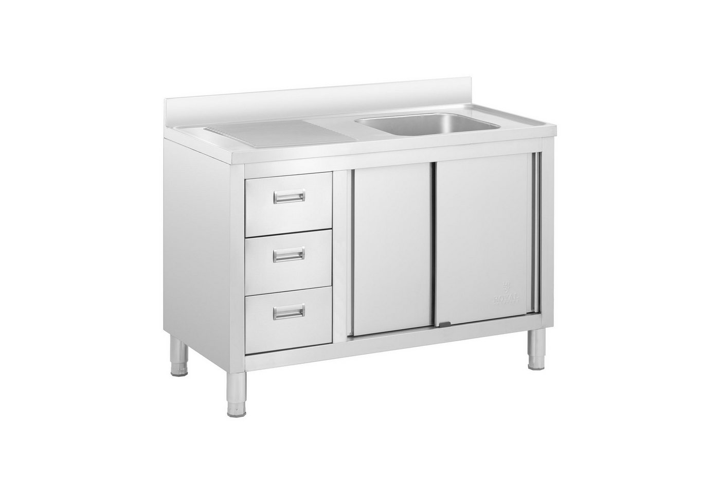 Royal Catering Spülenschrank 120 x 60 x 94 cm Spülenunterschrank Becken Edelstahl 40x40x30cm Profi Bild 5
