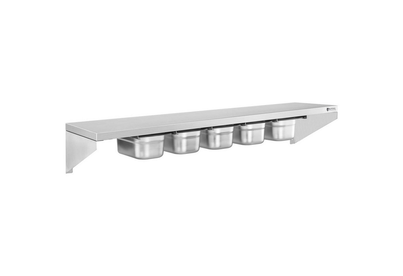 Royal Catering Hängeregal 120 cm 5 x GN 1/4 Wandbord Edelstahlregal Gewürzregal Gewürzbord Bild 3