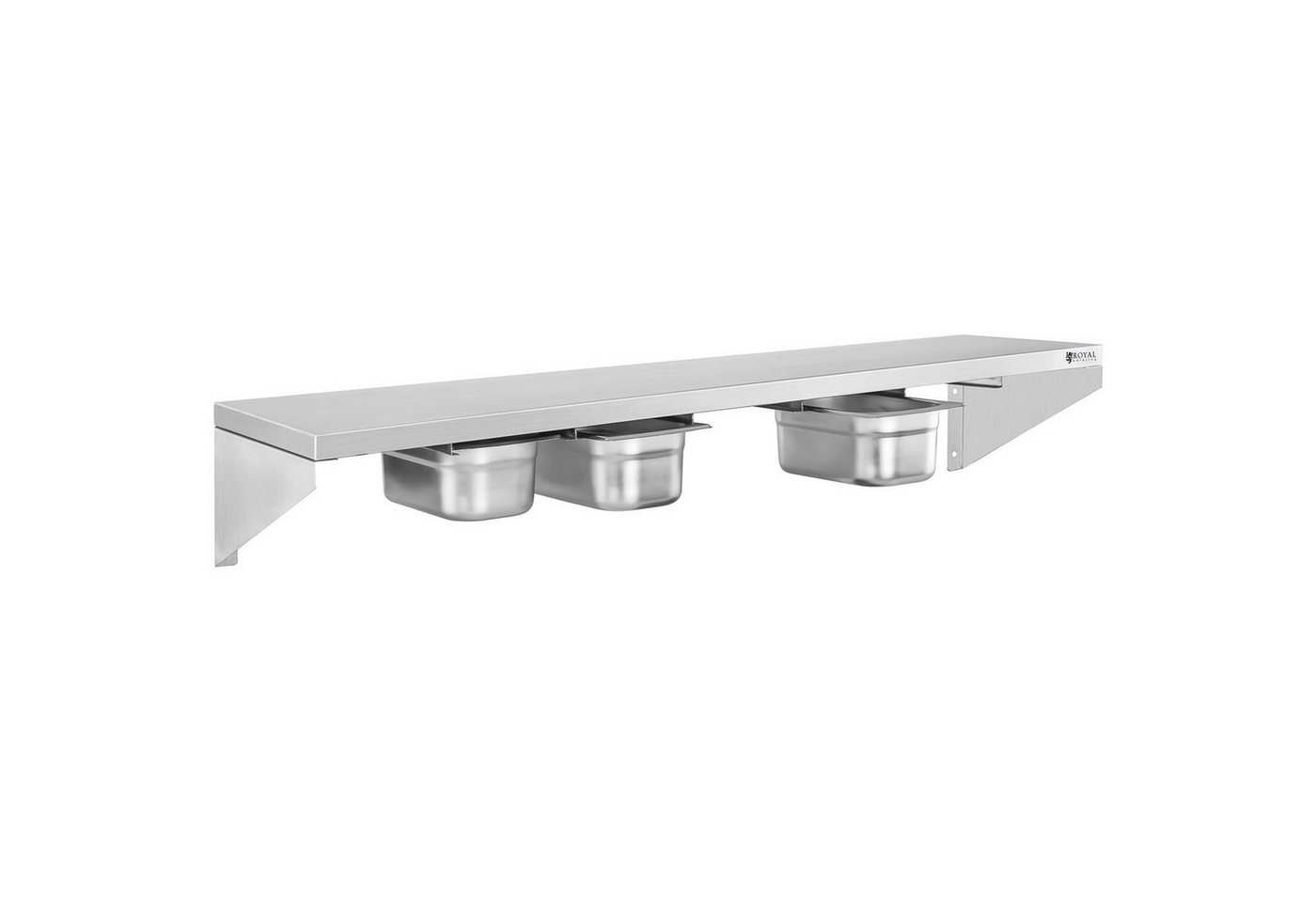 Royal Catering Hängeregal 120 cm 5 x GN 1/4 Wandbord Edelstahlregal Gewürzregal Gewürzbord Bild 4
