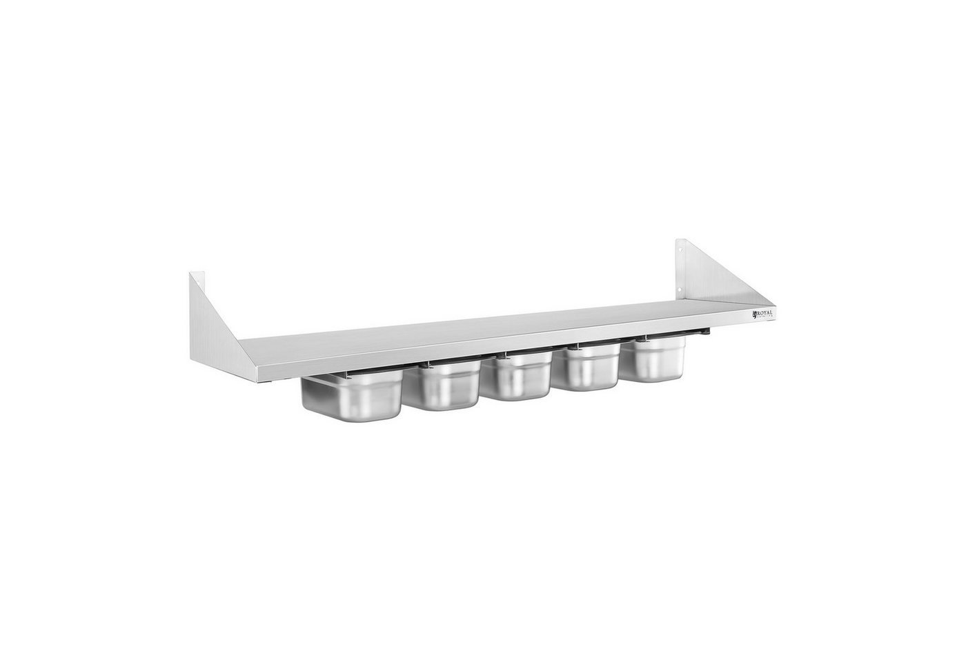 Royal Catering Hängeregal 120 cm 5 x GN 1/4 Wandbord Edelstahlregal Gewürzregal Gewürzbord Bild 5