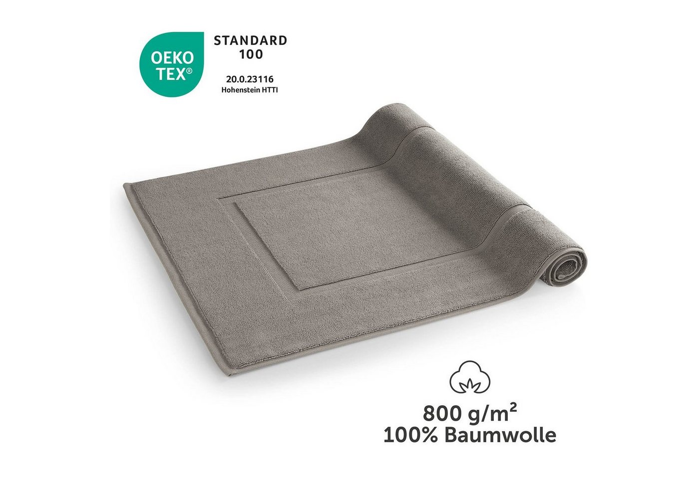 Blumtal Badematte Premium Badezimmerteppich Terry - schnell trocknend & strapazierfähig, Oeko-Tex zertifiziert, 100% Baumwolle, 50x80 cm, Baumwolle, Rechteckig, 2 teilig Bild 3