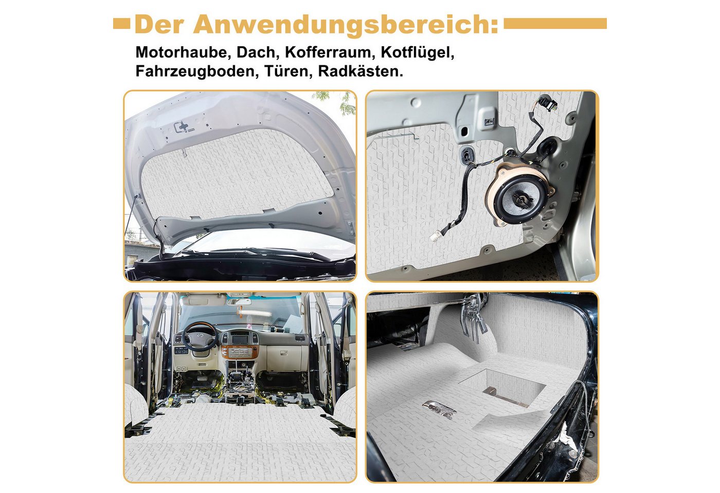 Clanmacy Dämmplatte 2x Dämmmatte 200X50cm Dämmplatte Alu-Butyl Dämmmatte Anti Dröhn Matte