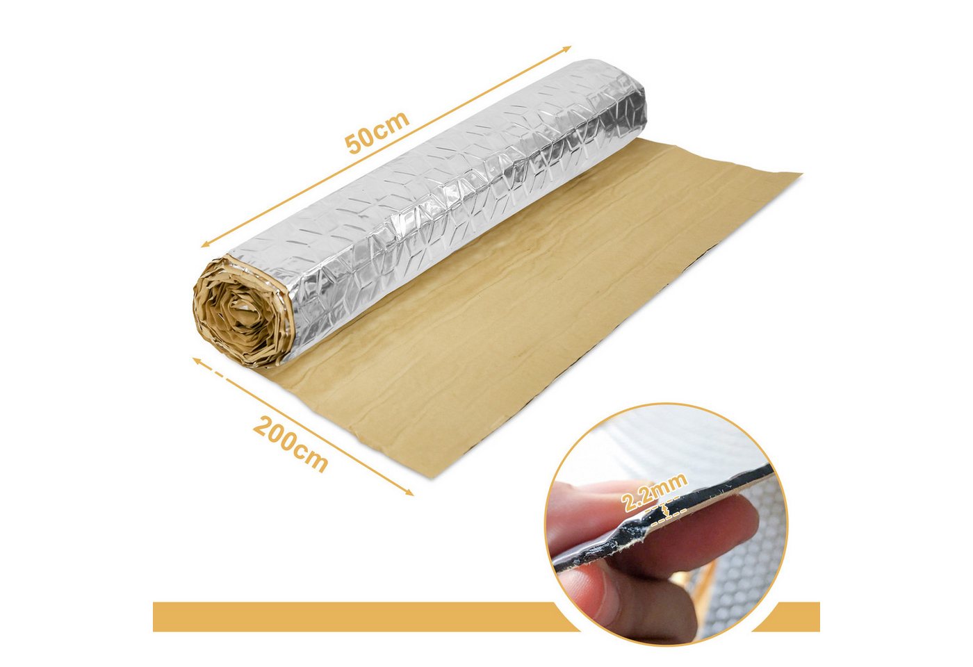 Clanmacy Dämmplatte 2x Dämmmatte 200X50cm Dämmplatte Alu-Butyl Dämmmatte Anti Dröhn Matte Bild 4