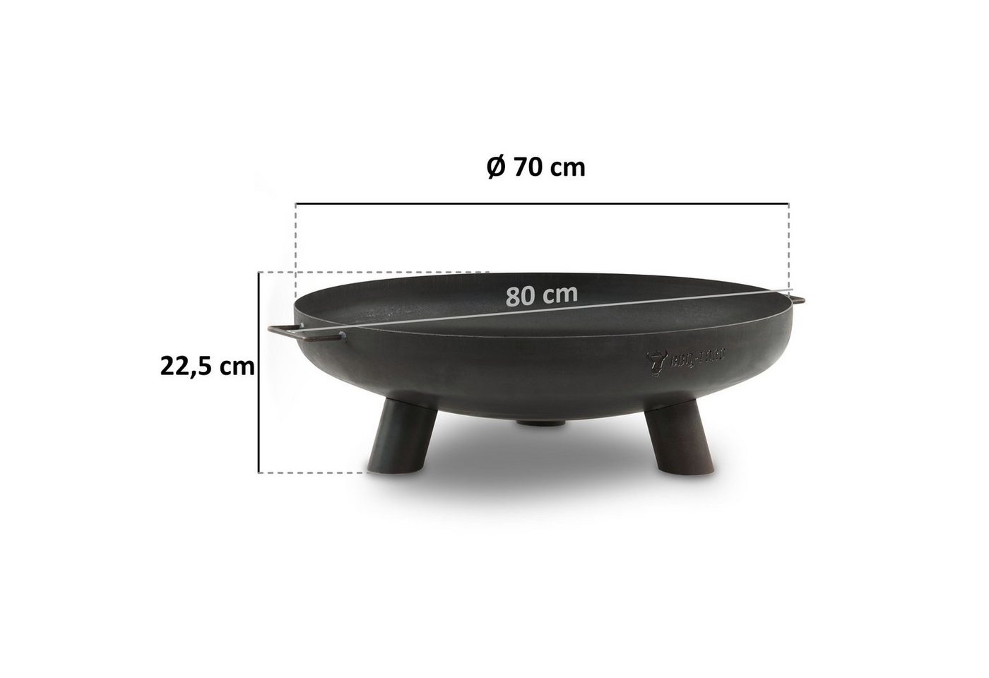 BBQ-Toro Feuerstelle Feuerschale Ø 70 cm mit Deckel, Schwarz, Outdoor Dreibein Feuerstelle, Hitzebeständig Bild 2