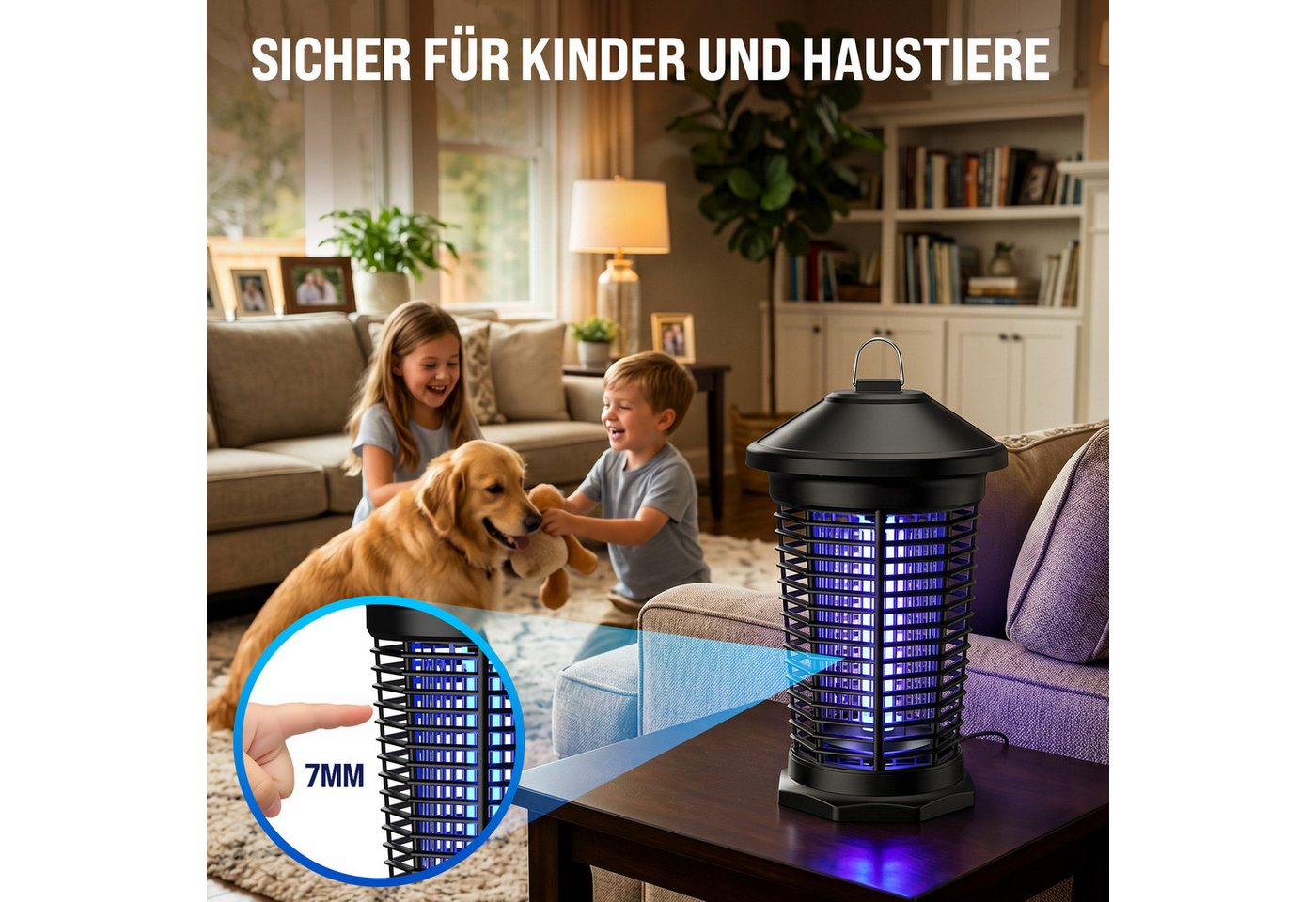 ANYSUN Ultraschall-Tierabwehr Insektenvernichter elektrisch Mückenlampe 4000V UV-Lampe Insektenfalle, 1-tlg., Fliegenfalle elektrisch mückenfalle für Innen Bild 3