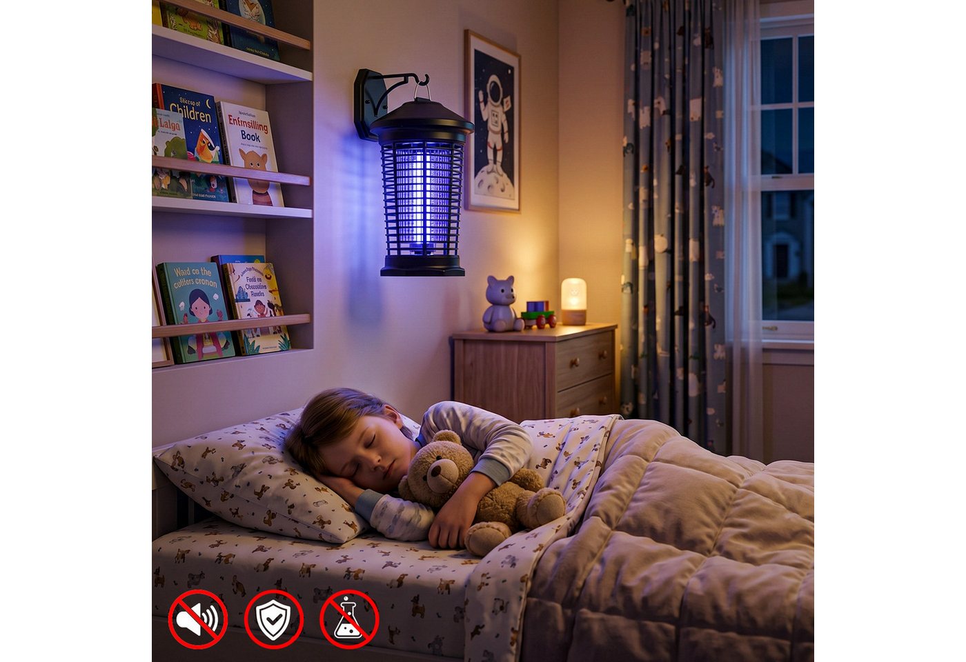 ANYSUN Ultraschall-Tierabwehr Insektenvernichter elektrisch Mückenlampe 4000V UV-Lampe Insektenfalle, 1-tlg., Fliegenfalle elektrisch mückenfalle für Innen Bild 4
