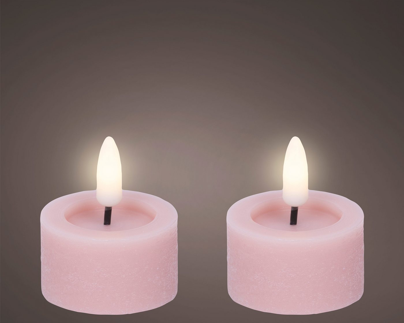 Lumineo LED-Teelichter, Timer, warmweiß, LED Teelichter 4,4x5cm mit Timer Wachs 2 Stück Rosa / Warmweiß Bild 2