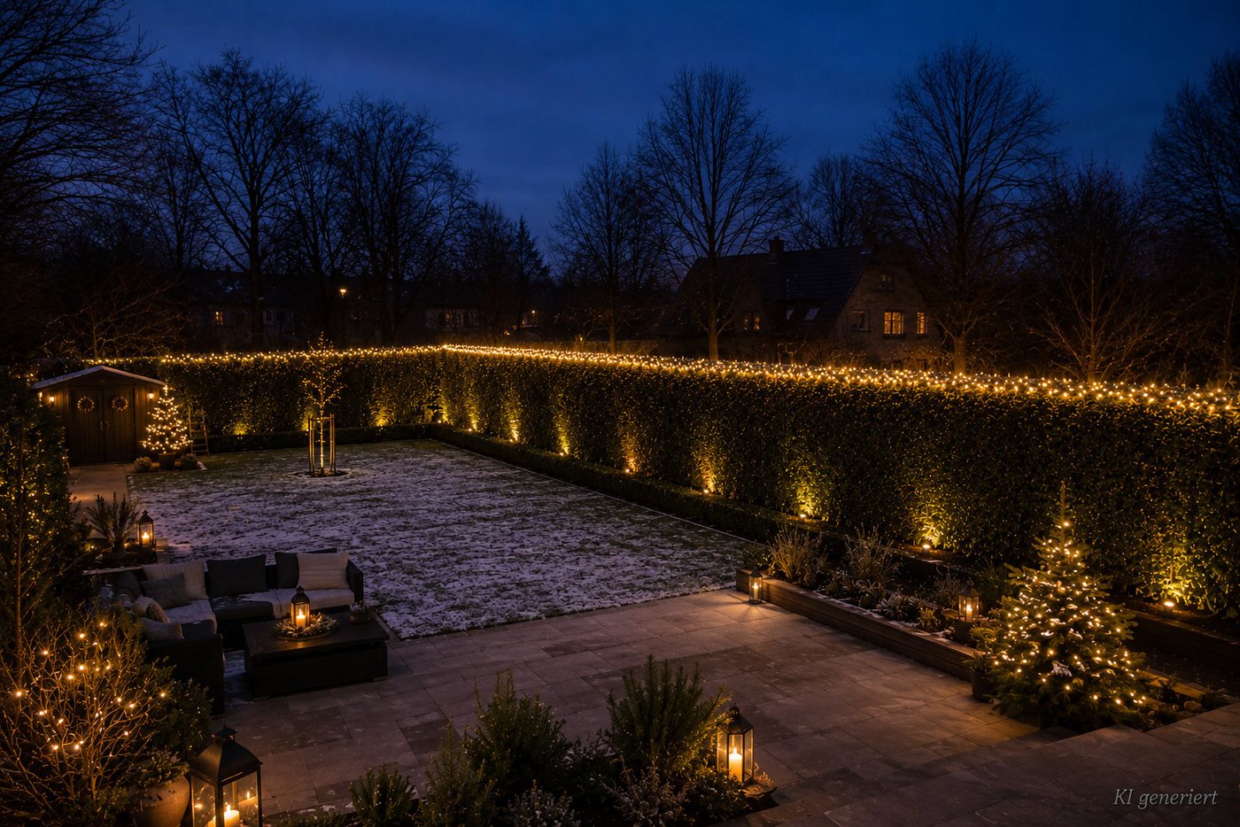 Lumineo LED-Lichterkette Lumineo Lichterkette COMPACT 3000 LED 60 m, Soft Gold, grünes Kabel, Indoor/Outdoor, dimmbar, 8h-Timer, 5 m Zuleitung