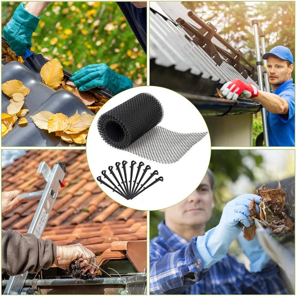 Realb2b Laubschutznetz Dachrinnenschutz Matte 6 m, Dachrinne, wetterfest, zuschneidbar (Dachrinnenschutz-Set 6 m für Laub, Blätter und Fremdkörper, Dachrinnenschutz Matte 6 m inkl. 10 Haken – wetterfester Laubschutz), Wetterfest, UV-beständig, zuschneidbar, einfach zu montieren Bild 5