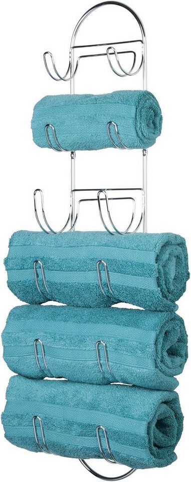 mDesign Badaccessoire-Set Handtuchregal Wand silber 6 Ablagen Handtuchhalter Badetuchhalter Ba Bild 4