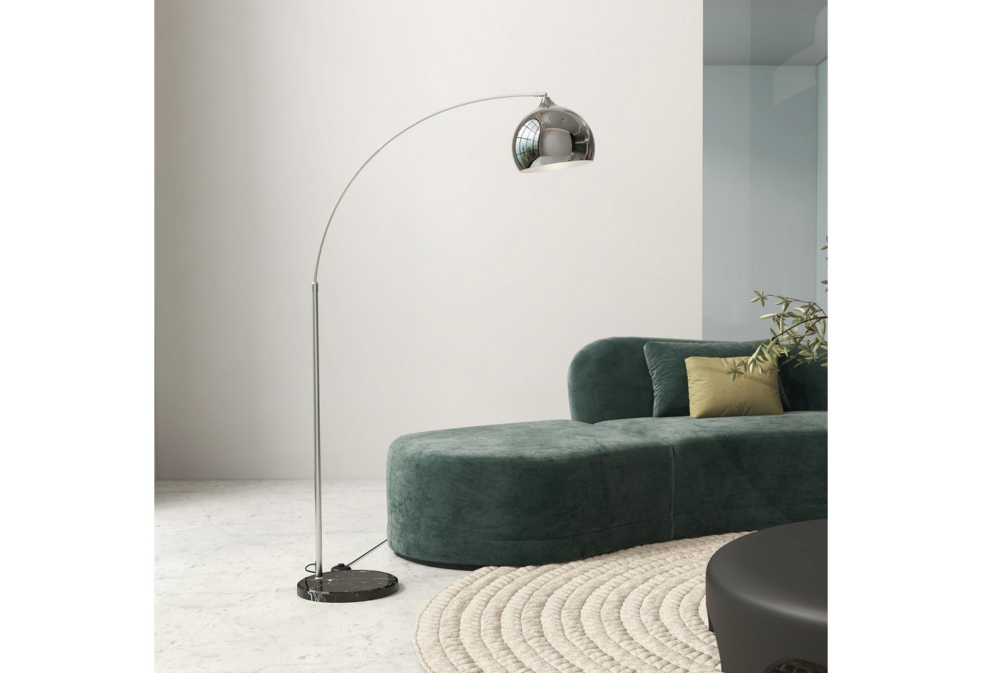 furnicato Deckenstrahler Bogenleuchte Stehlampe 170-180cm Silber/Schwarz Bild 5