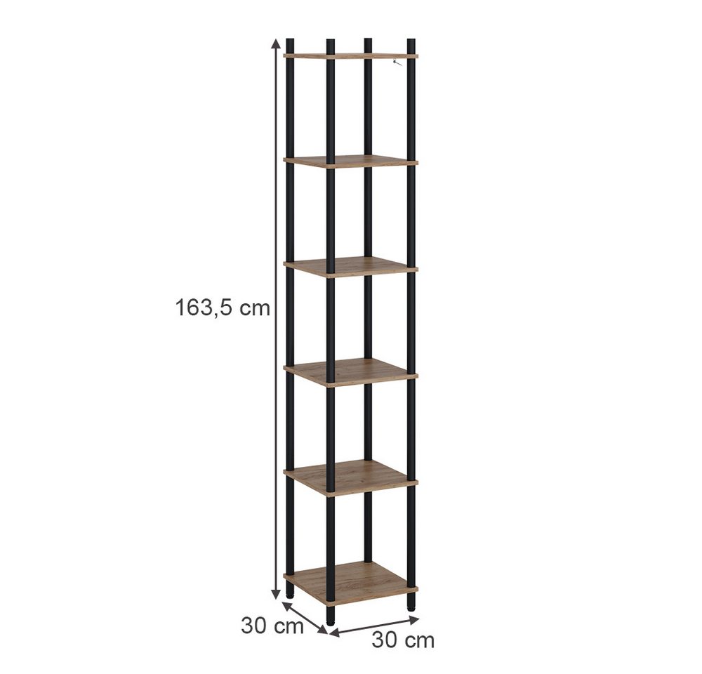 Vicco Eckregal Bivio, Goldkraft Eiche/Anthrazit, 30 x 163.5 cm 6 Ablageflächen, 1-tlg. Bild 2