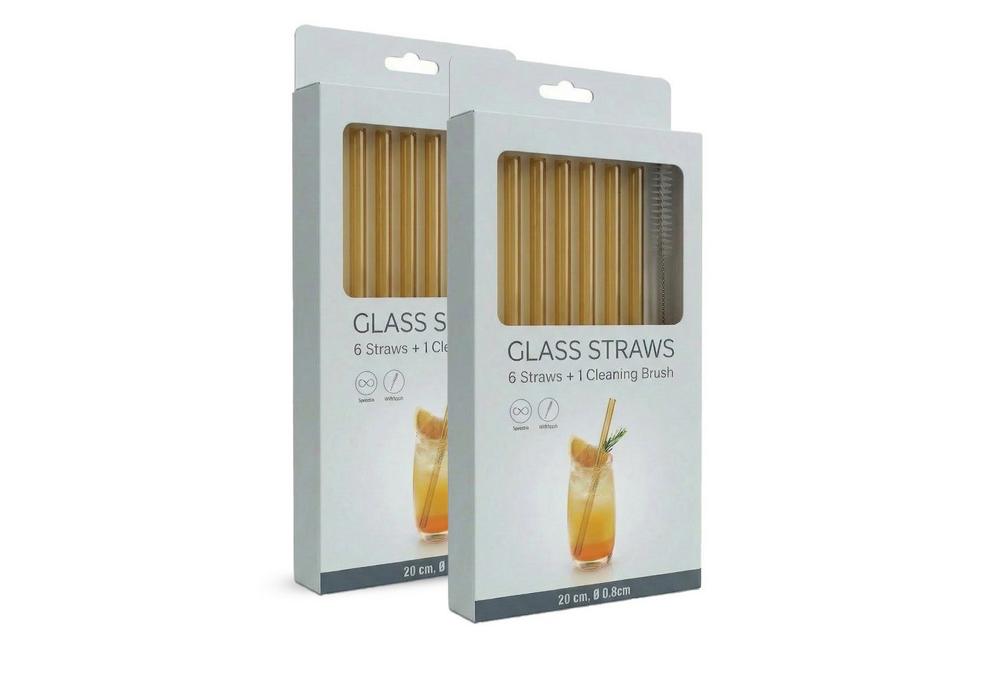 PerloPur Trinkhalme 12 Glasstrohhalme gold Strohhalm aus Glas 2 Reinigungsbürsten (gerade), (12 Strohhalme aus Glas in schwarz + 2 Reinigungsbürsten), 12 Strohhalme aus Glas