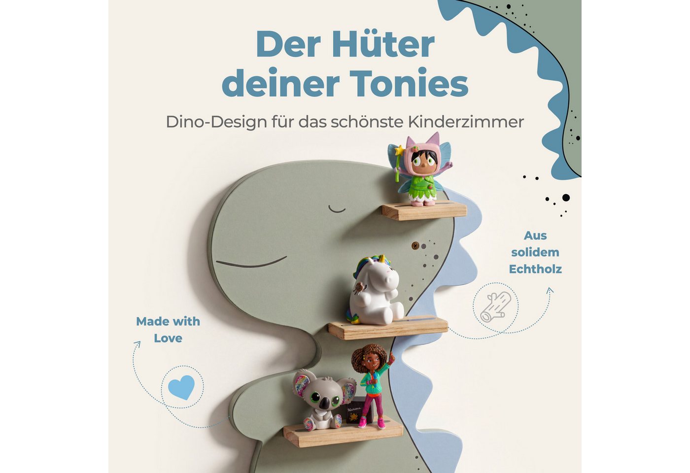 Little Goldie Kinderregal Tonie Regal für Tonies – Dino Motiv – Toniebox 1 & 2