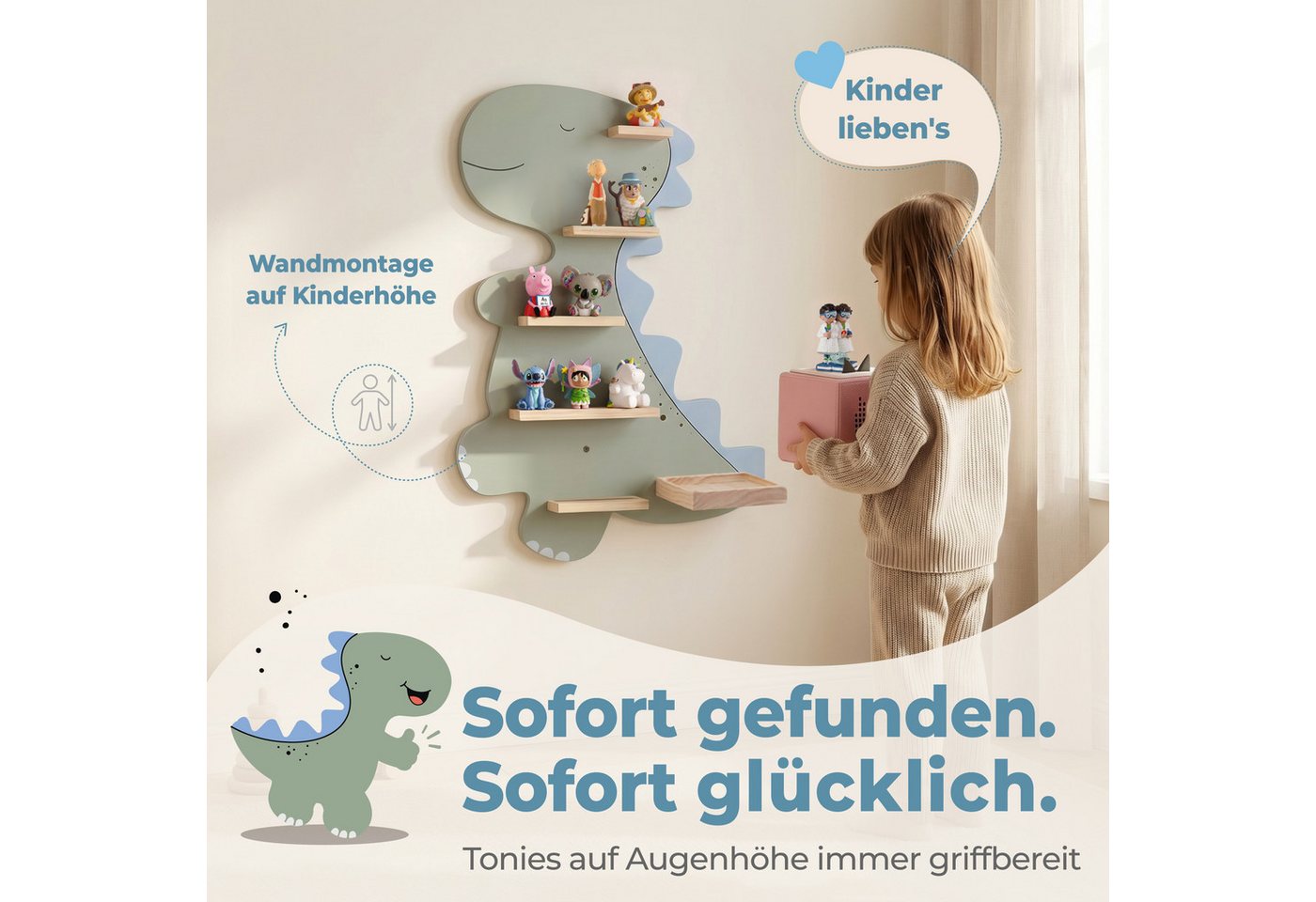 Little Goldie Kinderregal Tonie Regal für Tonies – Dino Motiv – Toniebox 1 & 2 Bild 2