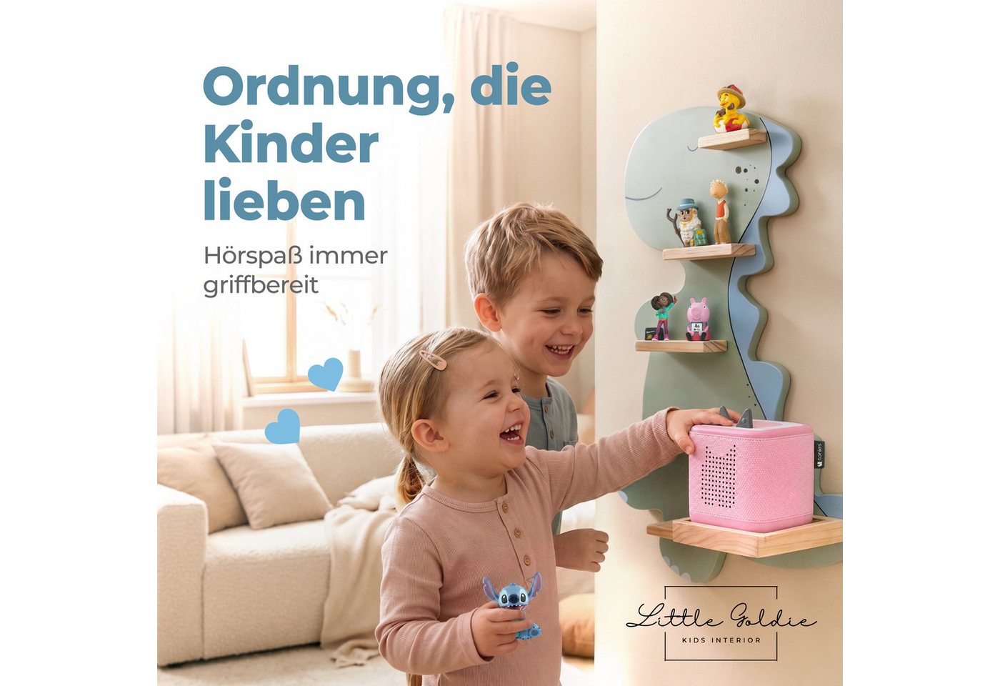 Little Goldie Kinderregal Tonie Regal für Tonies – Dino Motiv – Toniebox 1 & 2 Bild 5