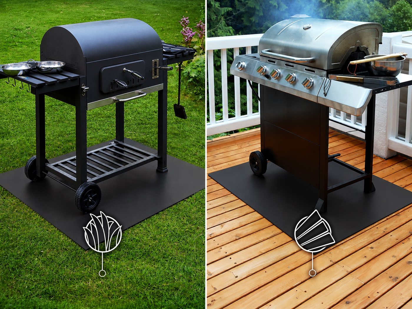 Tulup Outdoor-Bodenplatte Grill-Bodenplatte Metall Pulverbeschichtet Schwarz Matt, Bodenschutzplatte für Garten und Terrasse, Funkenschutzplatte 1mm Bild 2