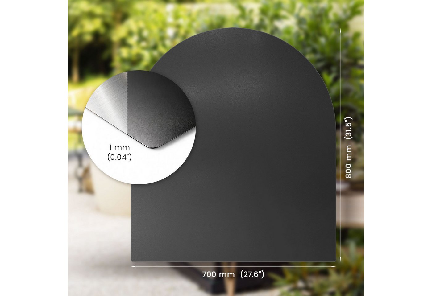 Tulup Outdoor-Bodenplatte Grill-Bodenplatte Metall Pulverbeschichtet Schwarz Matt, Bodenschutzplatte für Garten und Terrasse, Funkenschutzplatte 1mm Bild 5