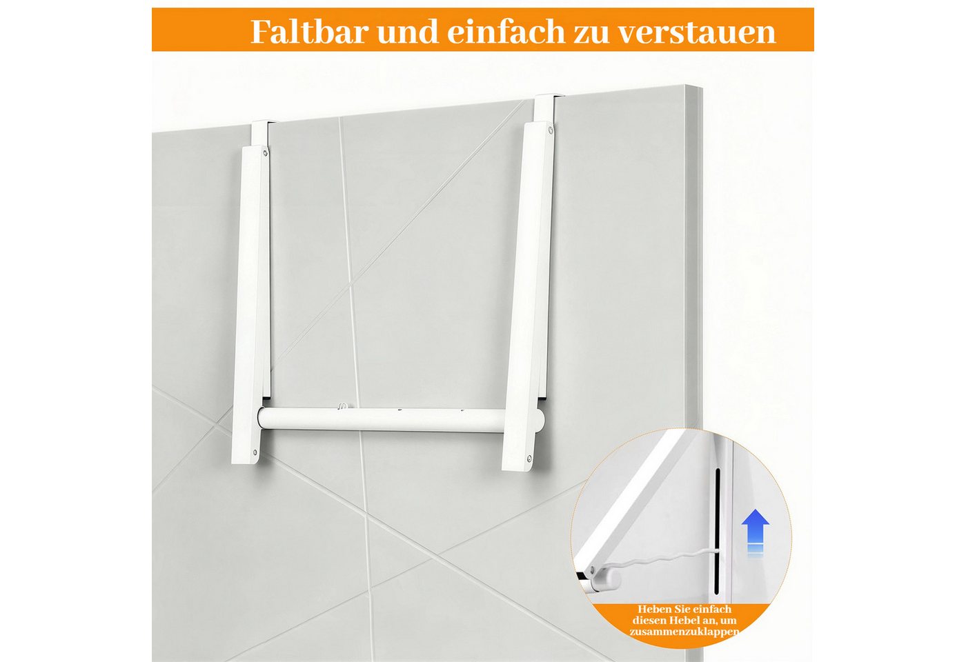 BlingBin Türregal Faltbarer Tür-Kleiderständer erweiterbar für Schrankstangen, 1er Set 1-tlg., geeignet für Türen in Schlafzimmern, Schlafsäle und Badezimmer Bild 2