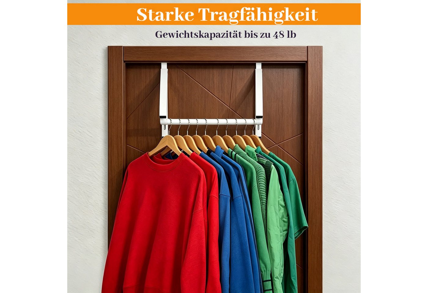 BlingBin Türregal Faltbarer Tür-Kleiderständer erweiterbar für Schrankstangen, 1er Set 1-tlg., geeignet für Türen in Schlafzimmern, Schlafsäle und Badezimmer Bild 4