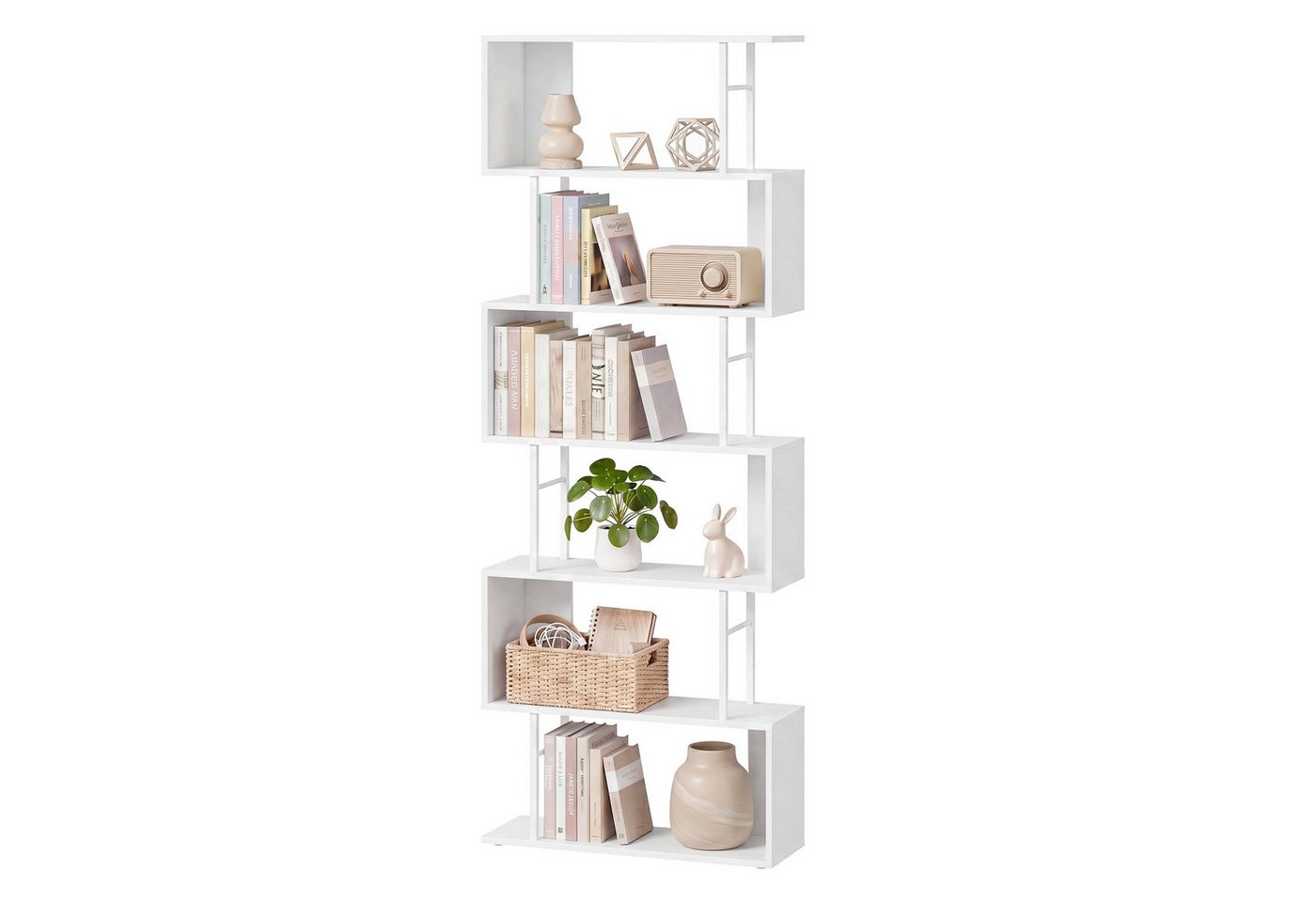 VASAGLE Bücherregal Standregal mit 7 Ebenen, S-Form Raumteiler, für Wohnzimmer, Büro, Freistehendes Regal, 60 x 23 x 190,5 cm Bild 5