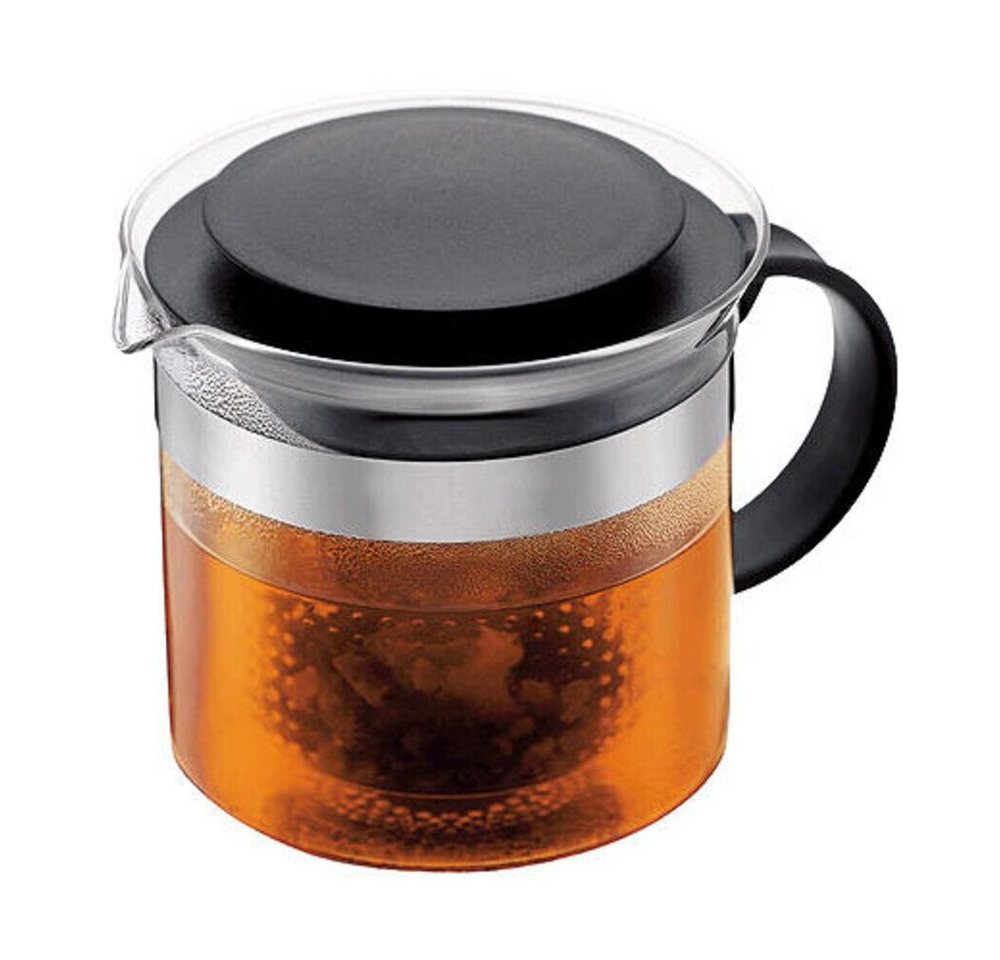 Bodum Geschirr-Set Teebereiter 1,5 l Bistro Nouveau schwarz, Borosilikatglas, Kunststoff, Edelstahl