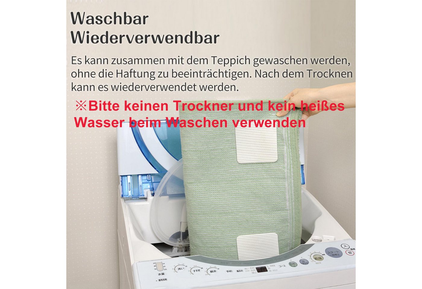 Zyronn Antirutsch Teppichunterlage Rutschfester und waschbarer Greifer Vacuum Tech – Neue Materialien, (8-St), zum Schutz vor Kräuseln, halten Sie Ihren Teppich an Ort und Stelle Bild 3