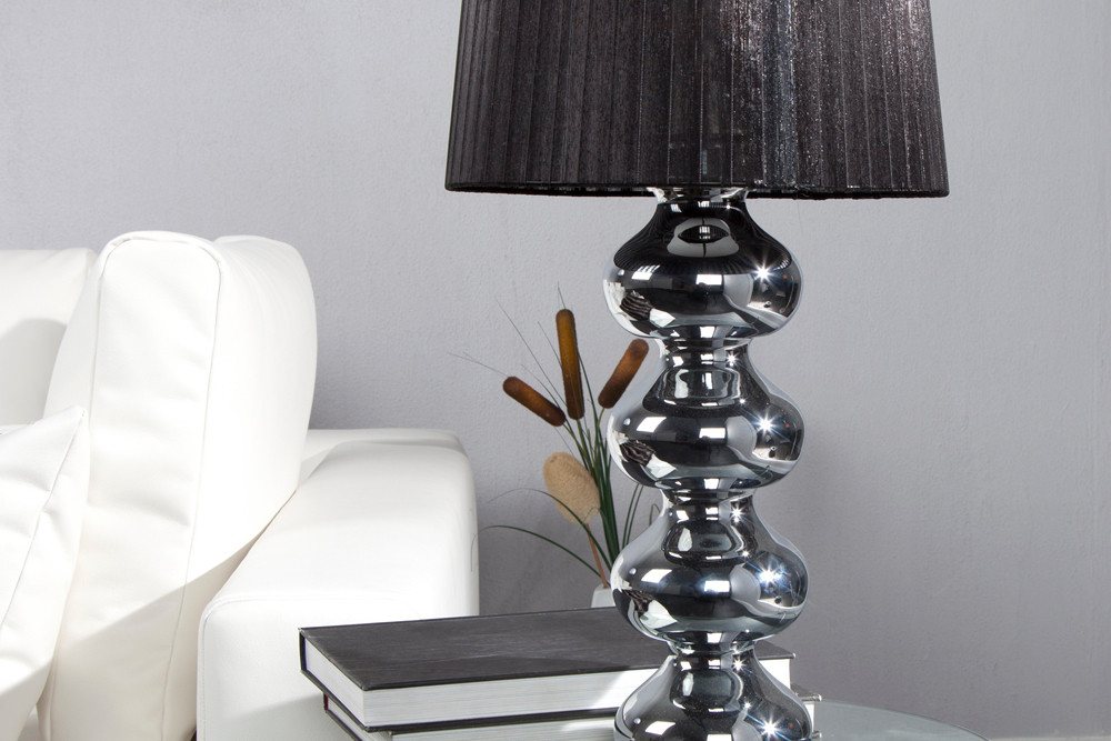 riess-ambiente Tischleuchte MIA 60cm silber / schwarz, ohne Leuchtmittel, Tischlampe · Barock Design · Stoff-Schirm Bild 2