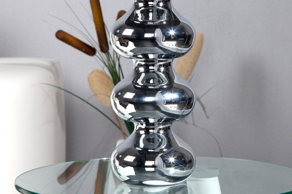 riess-ambiente Tischleuchte MIA 60cm silber / schwarz, ohne Leuchtmittel, Tischlampe · Barock Design · Stoff-Schirm Bild 3