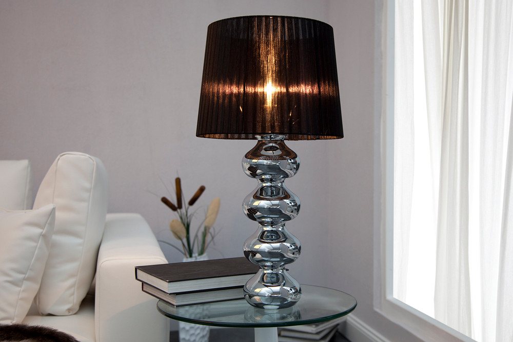 riess-ambiente Tischleuchte MIA 60cm silber / schwarz, ohne Leuchtmittel, Tischlampe · Barock Design · Stoff-Schirm Bild 4