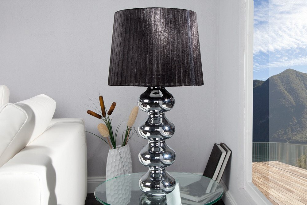 riess-ambiente Tischleuchte MIA 60cm silber / schwarz, ohne Leuchtmittel, Tischlampe · Barock Design · Stoff-Schirm Bild 5