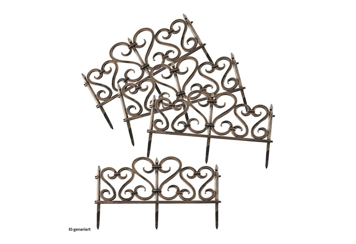 HTI-Living Beetbegrenzung Zierzaun Romantik Nessa, Set, 4 Zaunelemente, Beeteinfassung Beetbegrenzung